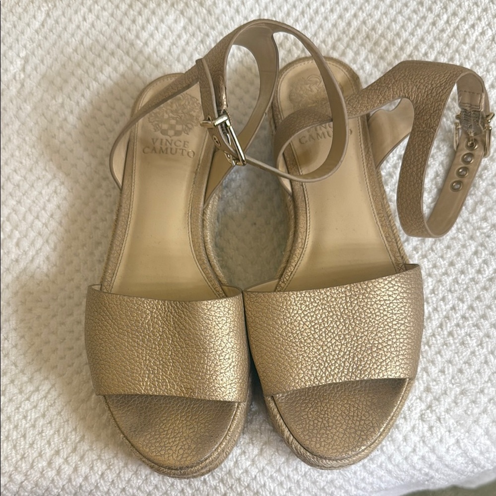 Vince Camuto Gold Textured Sandals